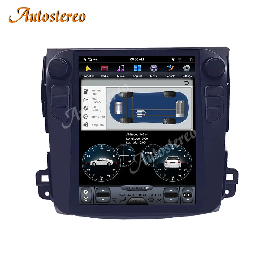 Carplay Android 13 Qualcomm 665 For Mitsubishi Outlander 2006-2012 Tesla Screen Car GPS Na
