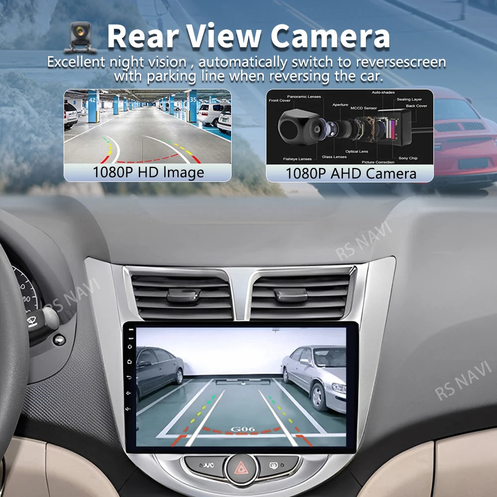 Qualcomm Android 16 For Hyundai Solaris 1 2010 - 2016 2K QLED Car Radio Multimedia Video P