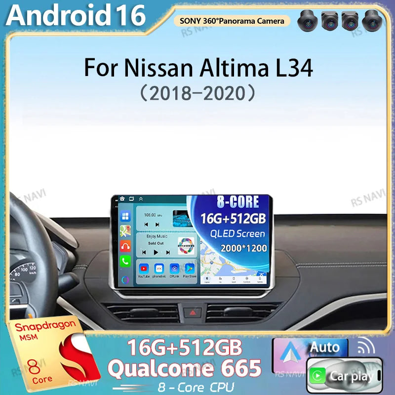 Android 16 Carplay Auto Car Radio For Nissan Altima L34 2018 2019 2020 Multimedia Video Pl