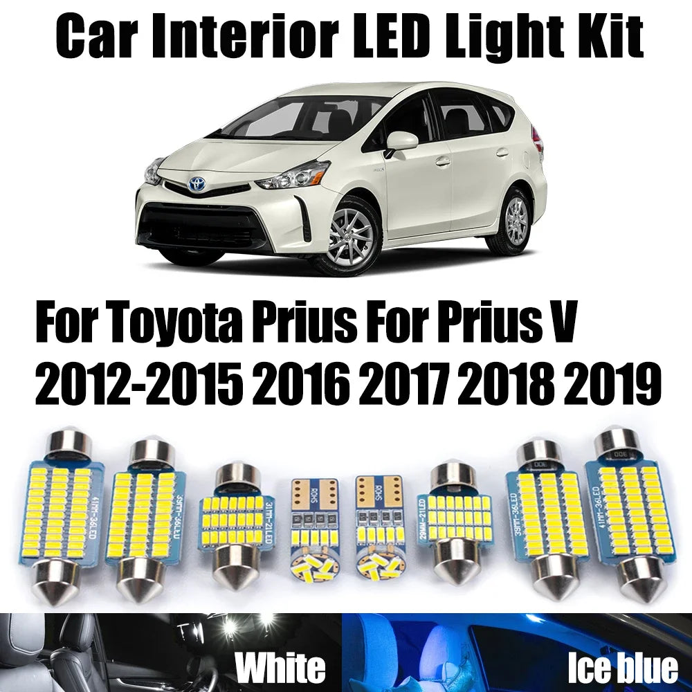 12-Piece LED Interior Light Kit for Toyota Prius For Prius V 2012- 2016 - Canbus Dome Map Door Trunk Bulbs | AUTOKITSHOP