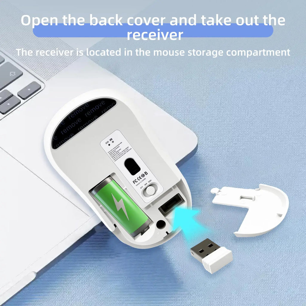 2.4G Bluetooth Dual Mode Silent Mouse 1600 DPI Portable Wireless Optical for PC Laptop Off