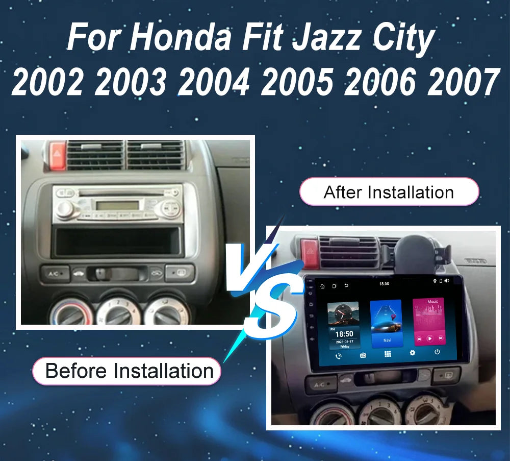 Car Android 15 For Honda Fit Jazz City 2002 2003 2004 2005 2006 2007 Auto Radio Stereo Mul