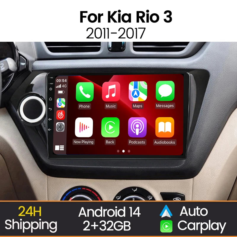 MEKEDE&NAVIFLY 9inch Car Radio for Kia RIO 3 4 2011 - 2020 Android 14 Carplay Central Mult | AUTOKITSHOP