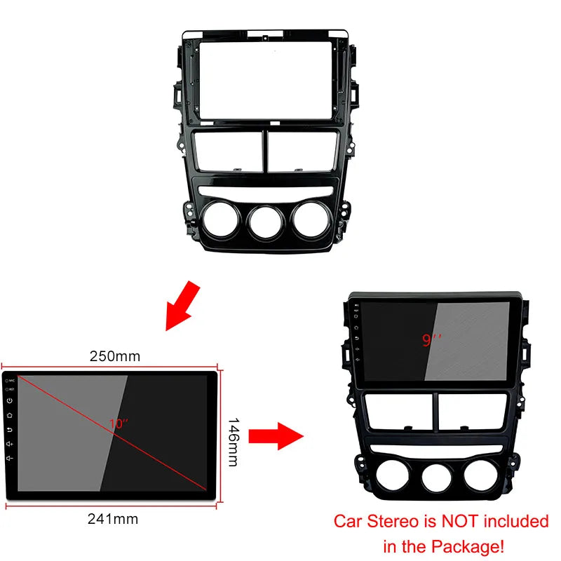 9 Inch 2din Car Fascia For TOYOTA YARIS MT 2018-2019 Stereo Panel Dash Installation Double | AUTOKITSHOP