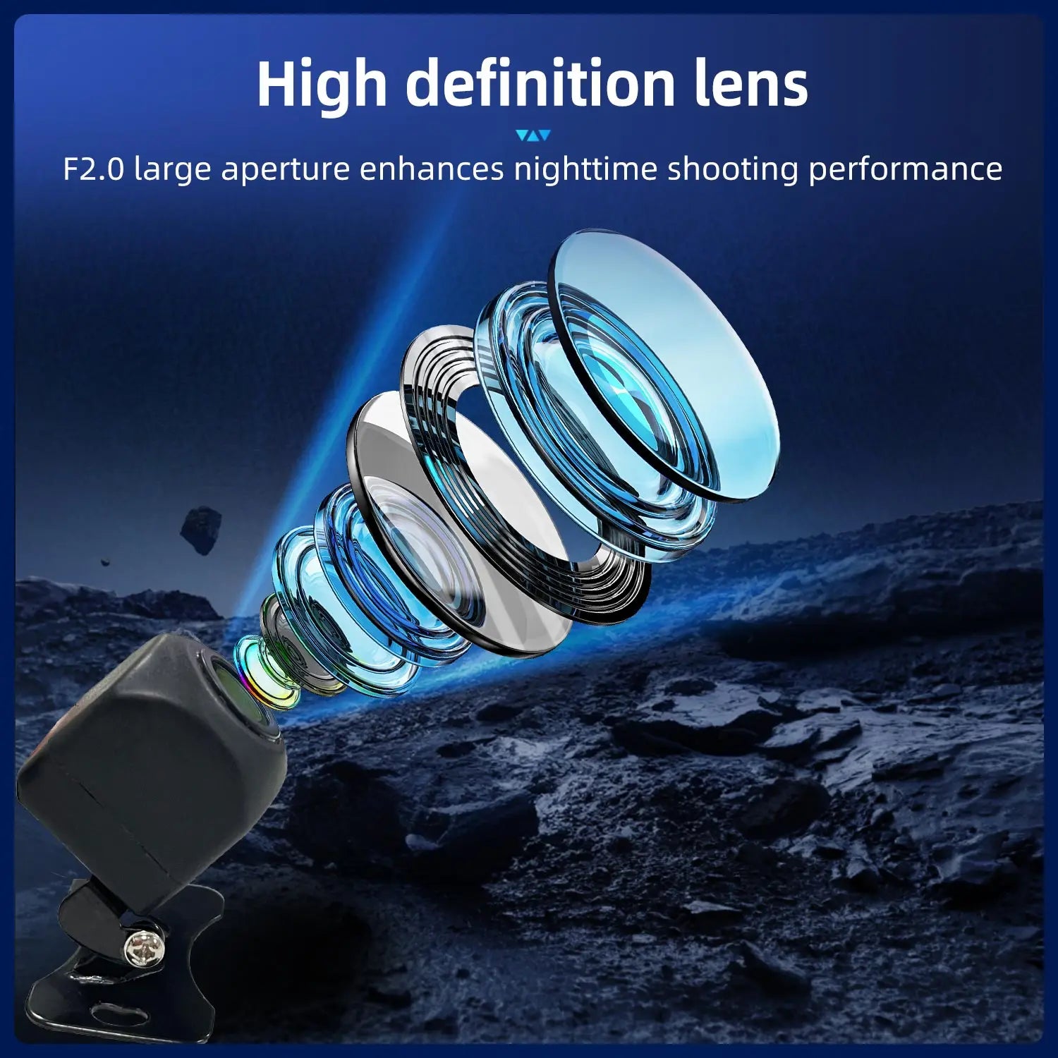 720P AHD Car Rear View Backup Camera,170° Wide Angle with Parking Guide Lines Starlight Ni