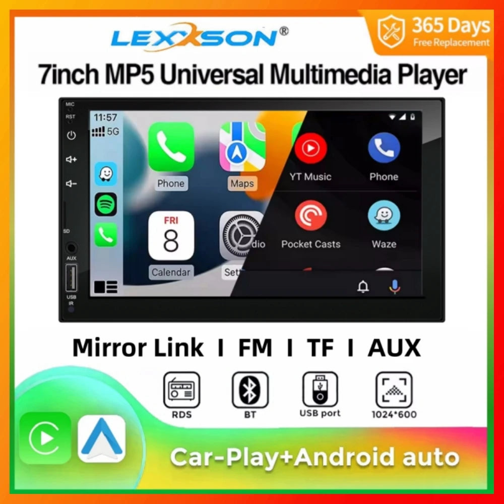 2Din 7 Inch HD Screen Full Touch Carplay Android Auto Car Raido Multimedia MP5 Player Ster | AUTOKITSHOP