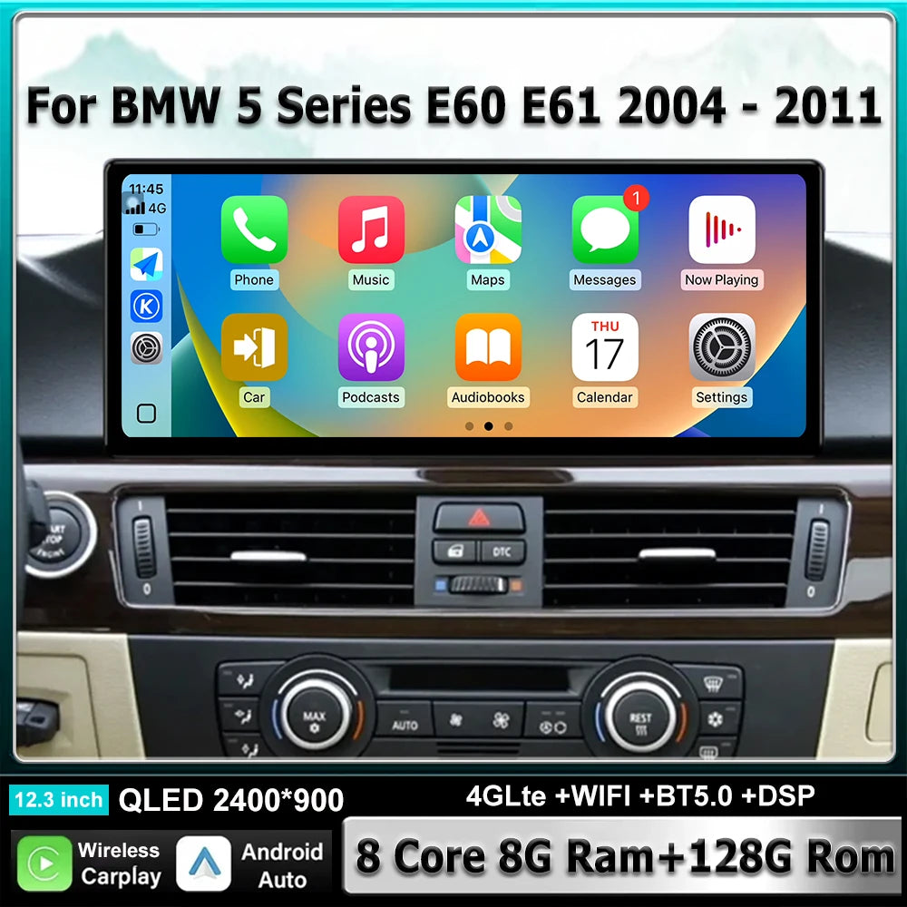 Android 16 Car Radio Android Auto For BMW 5 Series E60 E61 2004 - 2011 Multimedia Player G