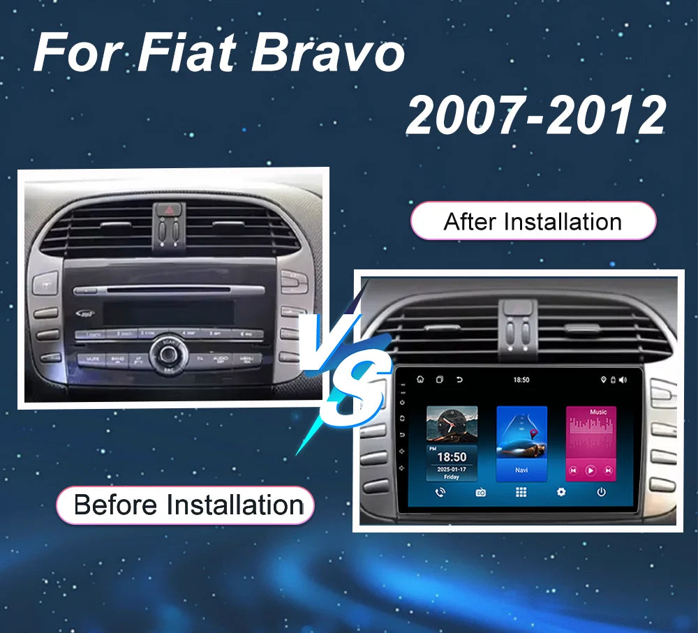 Android 16 For Fiat Bravo 2007 2008 2009 2010 2011 2012 Car Radio Carplay Wireless Android
