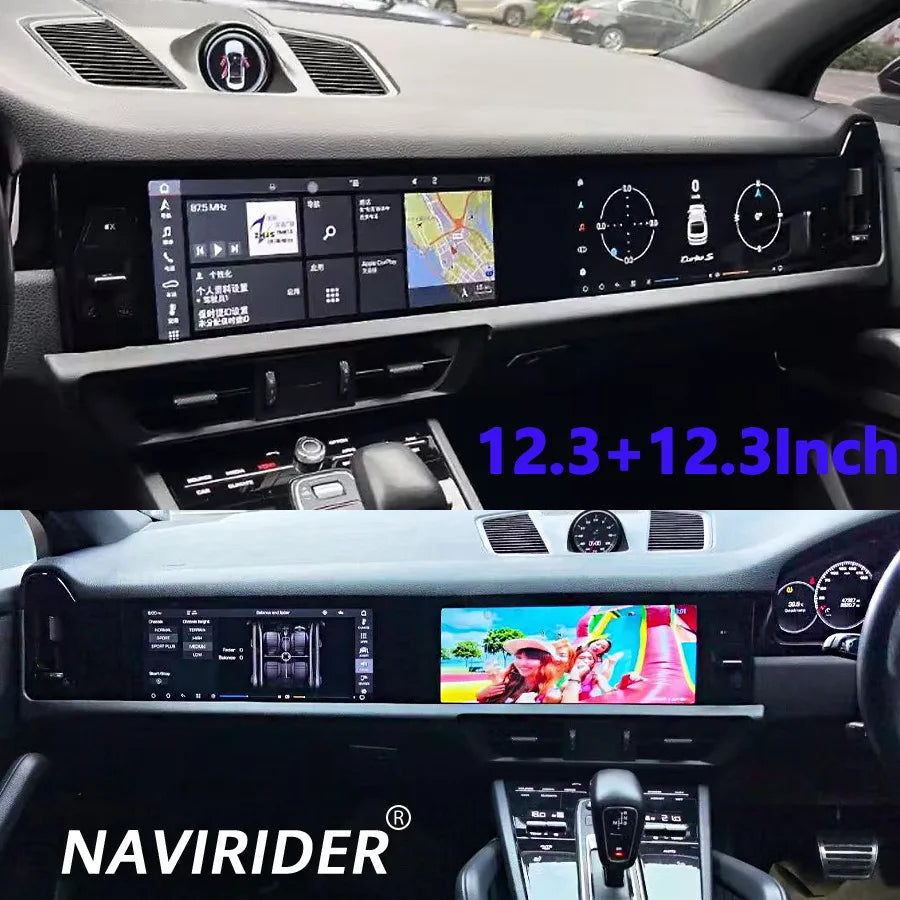 Android 15 Car Radio 12.3+12.3Inch Interactive For Porsche Cayenne 2018-2024 GPS Navigatio | AUTOKITSHOP