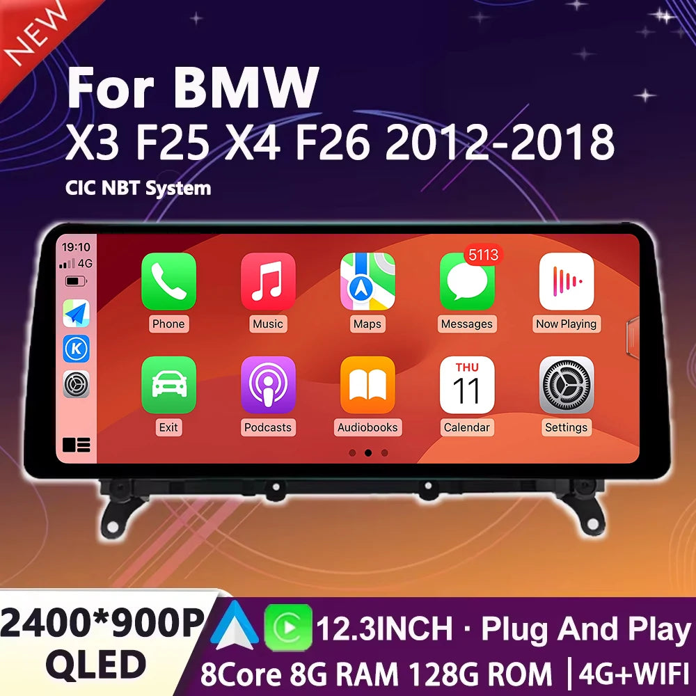 12.3 inch Car Radio Multimedia Player Android 15 for BMW X3 F25 X4 F26 2012 2013 2014-2018 | AUTOKITSHOP