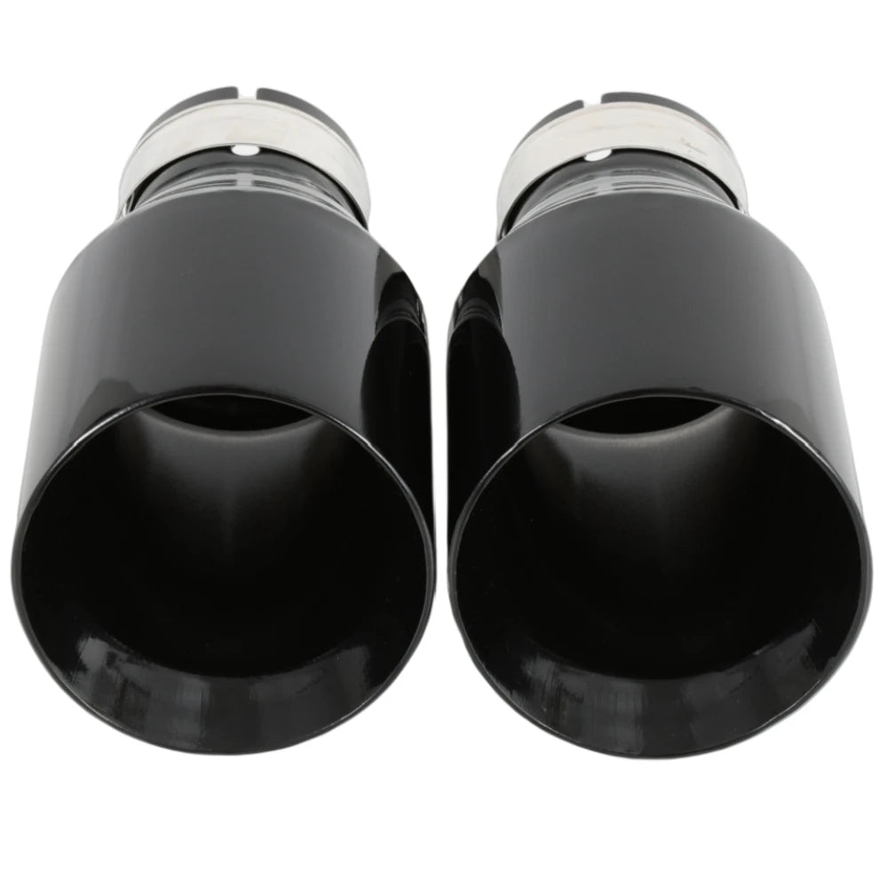 1 PC Car Modified Stainless Steel Glossy Black Exhaust Pipe Universal Bevel Edeg Shiny Muffler T - Automotive LED Light