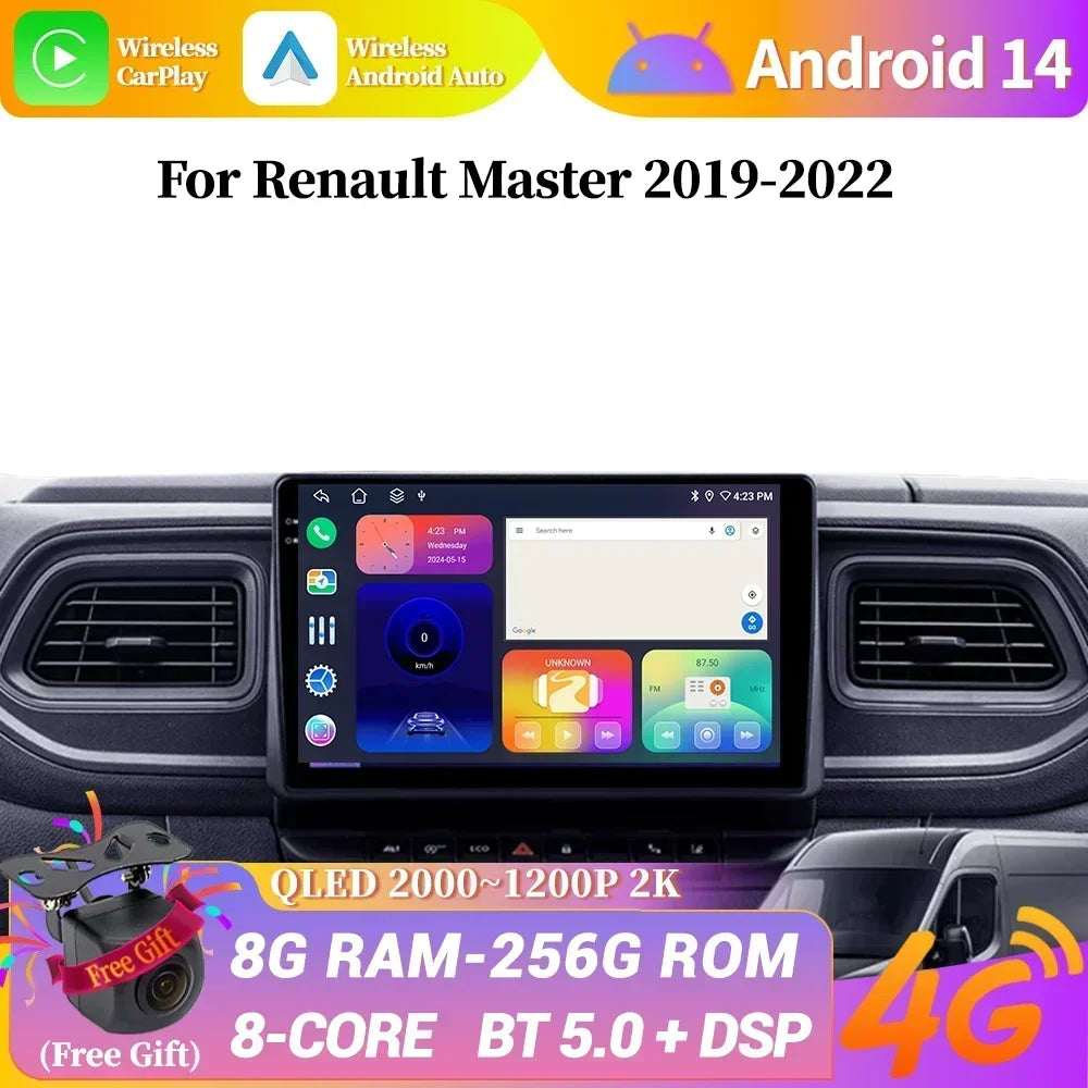 For Renault Master 2019-2022 Android 14 Car Radio Multimedia Navigation Wireless Carplay S