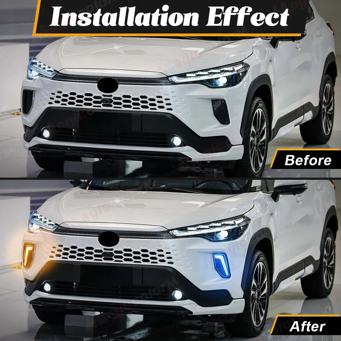 For Toyota Corolla Cross 2024 2025 Daytime Running Lights LED DRL Turn Signal Fog Lamps Fr | AUTOKITSHOP