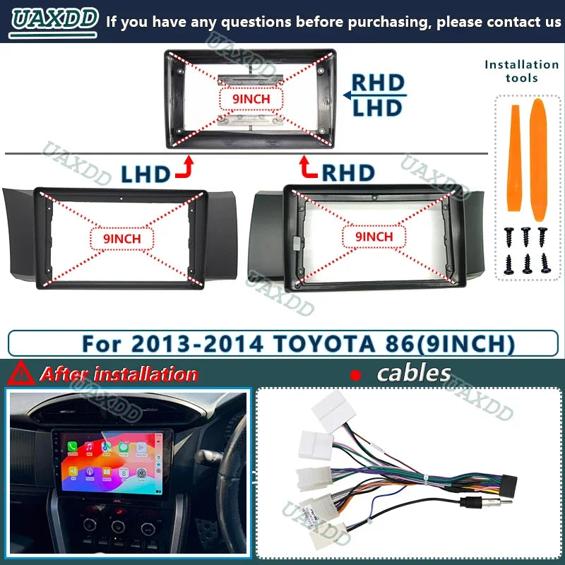 For 2013-2014 TOYOTA 86 9INCH Car DVD Player Radio Android Stereo Harness Screens Accessor