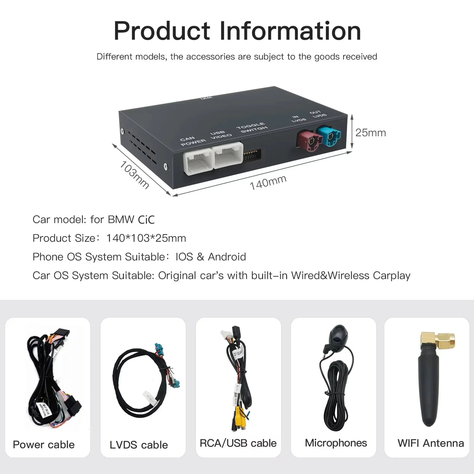 2025 NEW Wireless carplay Android Android Mirror For Mini CIC R55 R56 R57 R58 R59 R60 R61