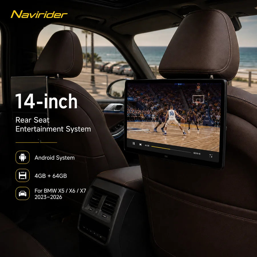T For BMW X5 X6 X7 2023-2026 Rear Seat Entertainment System 14 Inch 4K Android Headrest Ca | AUTOKITSHOP