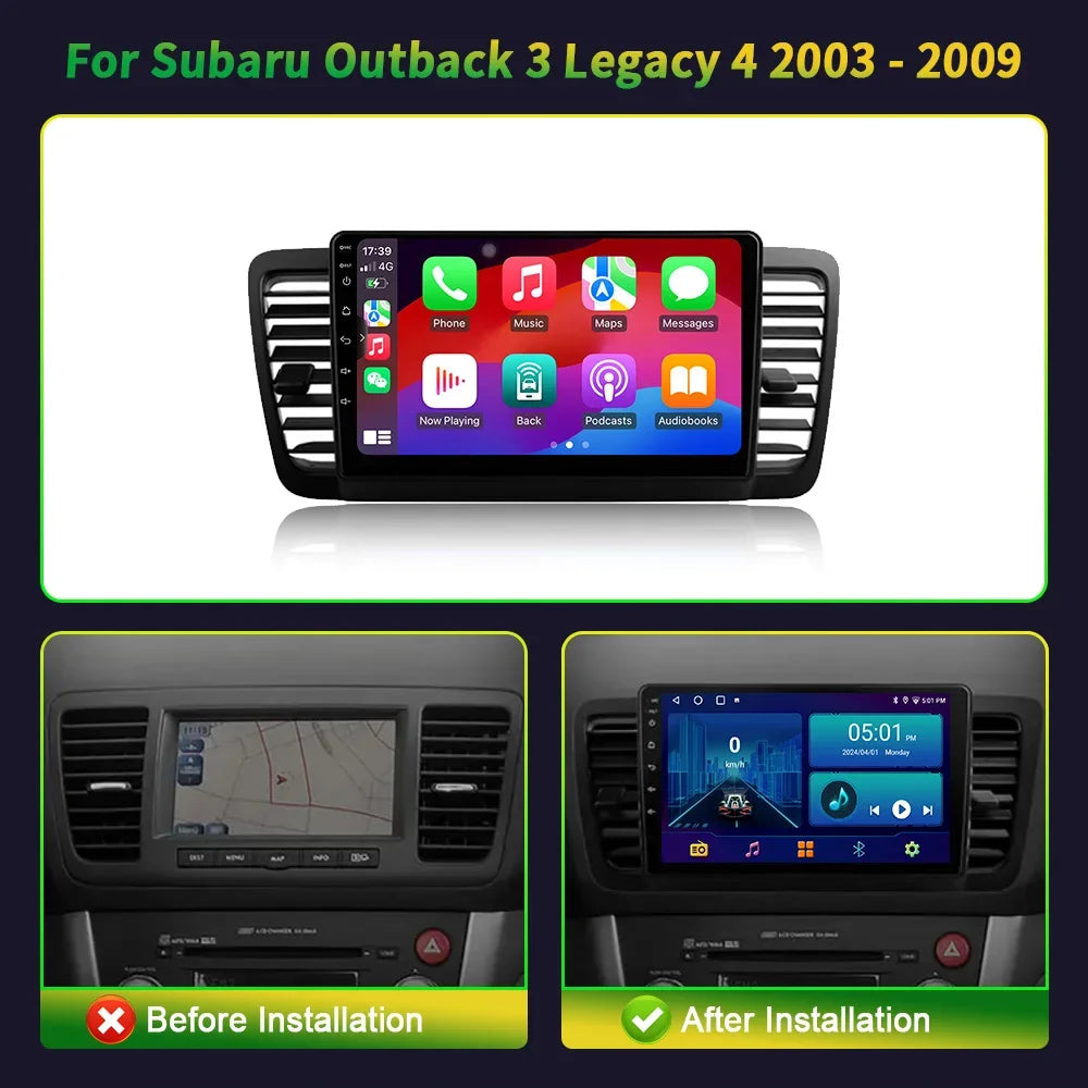 9 inch Car Radio Android 16 For Subaru Outback 3 Legacy 4 2003-2009 BT Carplay Multimedia