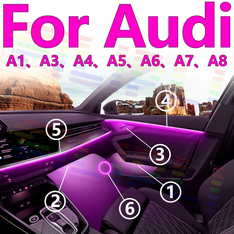 For Audi A1 A3 A4 A5 A6 A7 A8 64S RGB Symphony Car LED Interior Ambient Light Enhance the  | AUTOKITSHOP