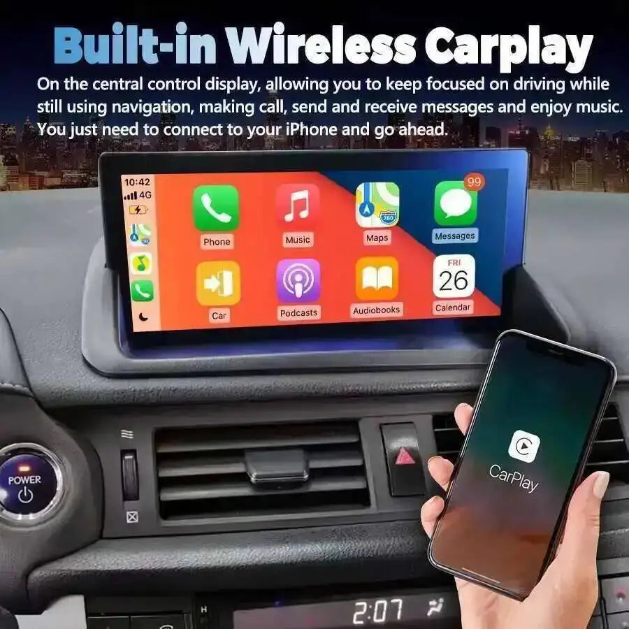 AHD Screen For Lexus CT CT200 CT200h 2012-2020 Navi 10.25inch Bluetooth Wifi Android 14 DS