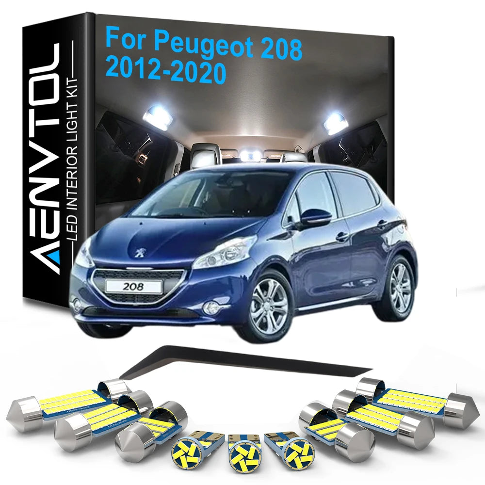 6-Piece LED Interior Light Kit for Peugeot - Canbus Error-Free Interior Bulbs