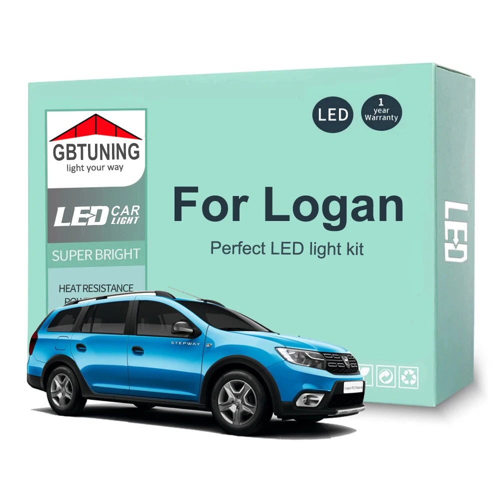 LED Interior Light Kit for Dacia Logan I II 1 2 MK1 MK2 2004-2017 - Canbus Dome Map Door Trunk Bulbs | AUTOKITSHOP