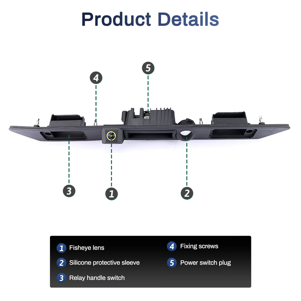 CCD AHD 1080P 170°CVBSCar Rear Trunk Handle Camera For Audi A3 A4 A5 A6 B6 A6L S6 B7 A8 A8