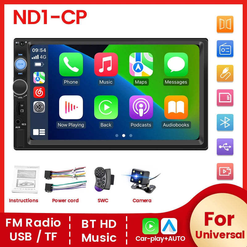 7" HD Touch Screen Car Radio Intelligent carplay auto system For Universal Multimedia Play