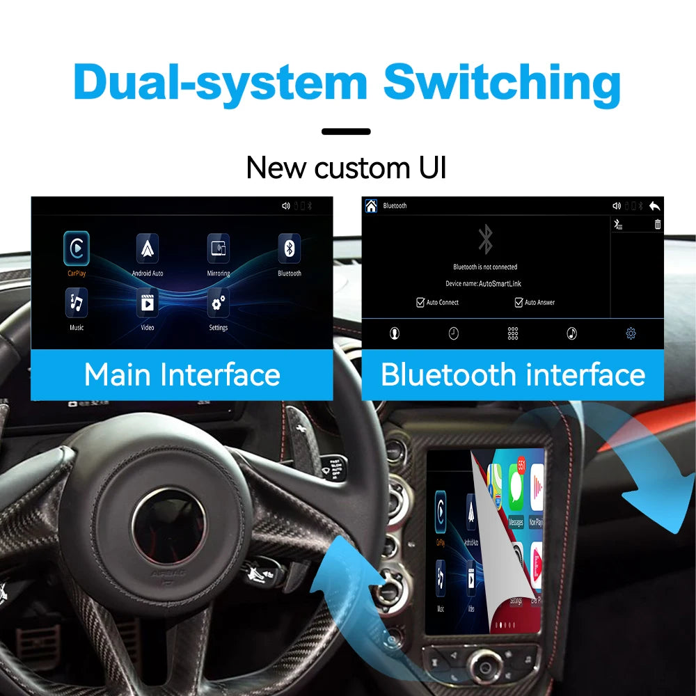 Wireless CarPlay Android Auto Retrofit Interface for McLaren 720S/765LT - Mirror-Link USB Flash Play Support OEM Mic Cam