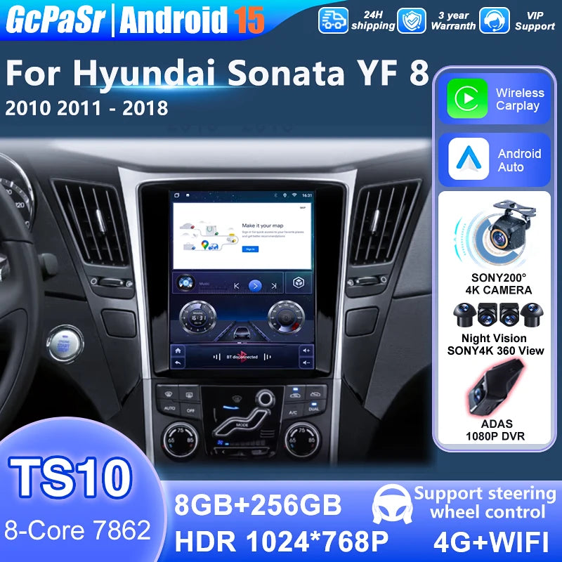 Screen For Hyundai Sonata YF 8 2010 2011 2012 2013 - 2018 Car Radio Android Auto Stereo DS