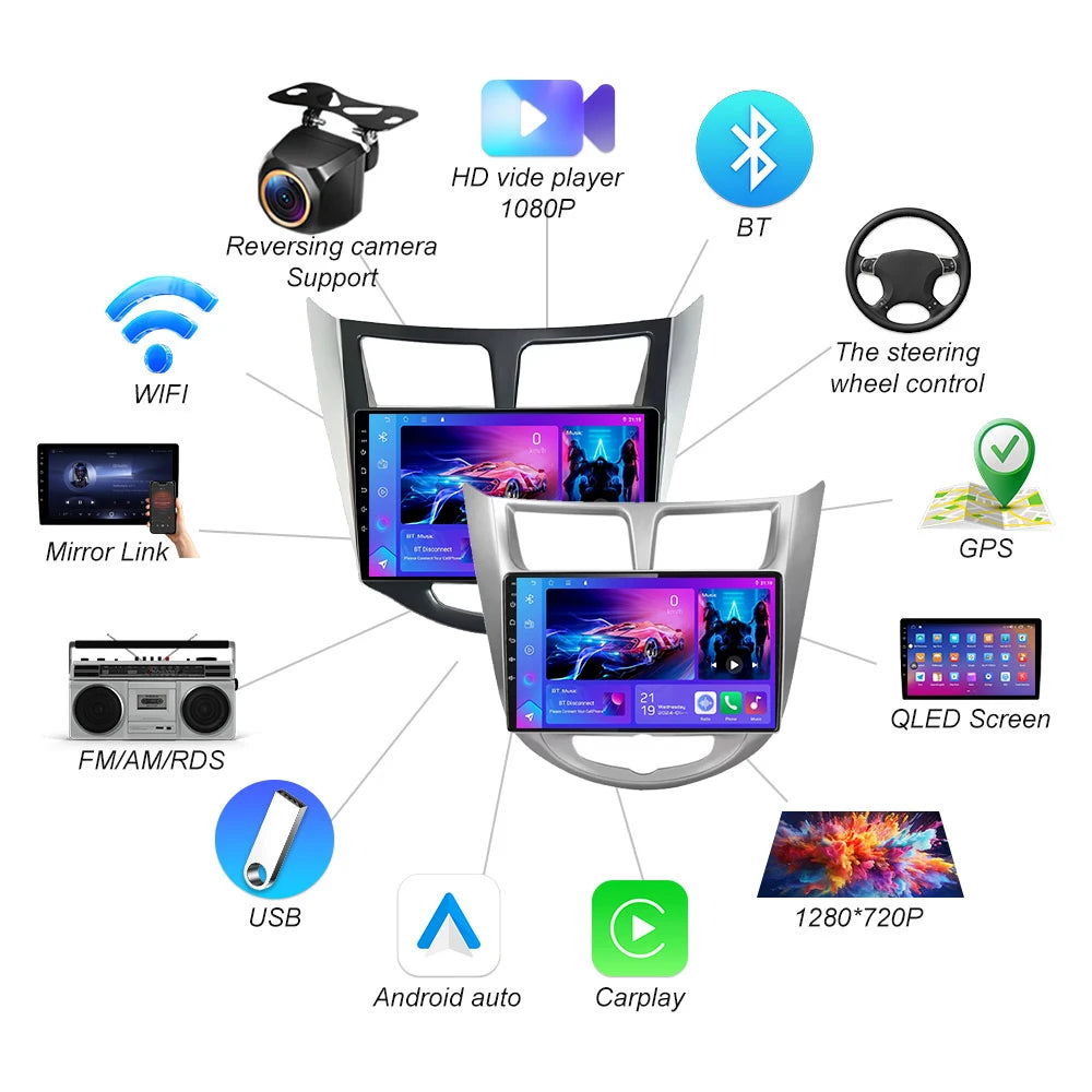 Android 16 Dsp Car Radio For Hyundai Solaris Verna Accent 1 2010 - 2016 Multimedia Player  | AUTOKITSHOP