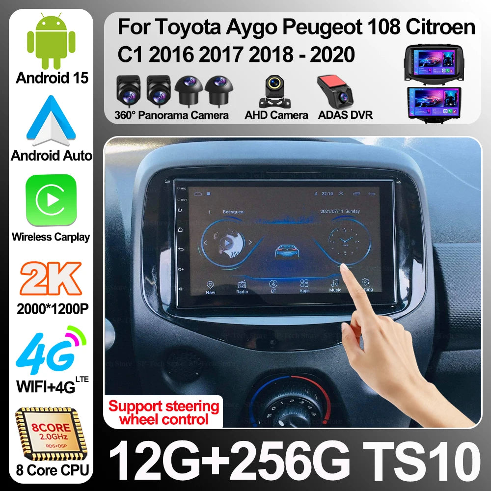 Android 16 For Toyota Aygo Peugeot 108 Citroen C1 2016 2017 2018-2020 5g Stereo Head Unit  | AUTOKITSHOP