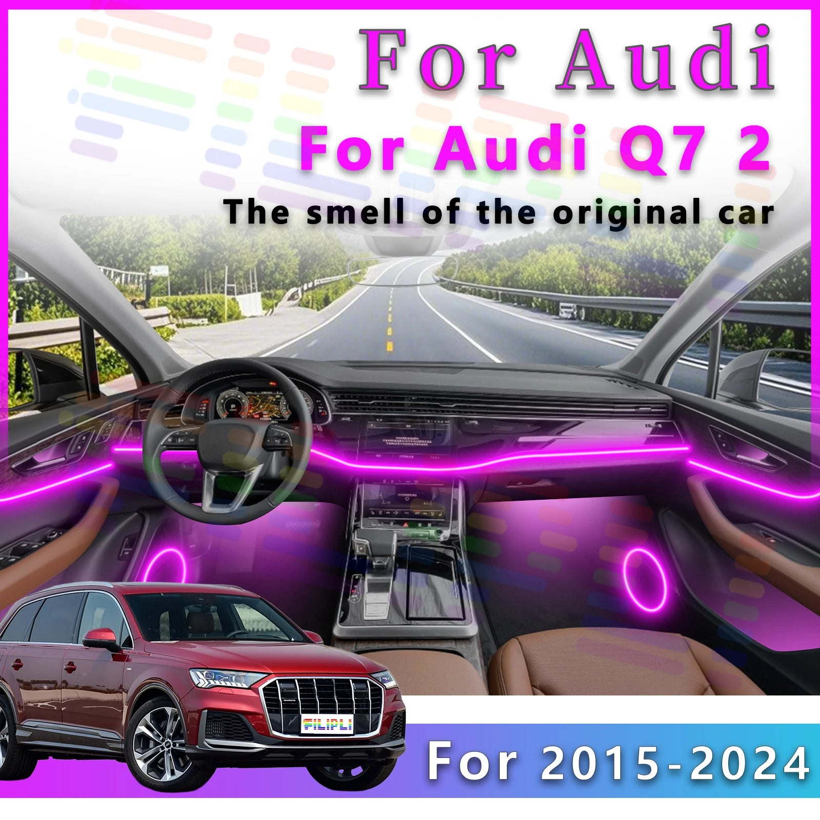 RGB - Ambient Light - for Audi Q7 2015-2024 - Car Interior Lighting | AUTOKITSHOP