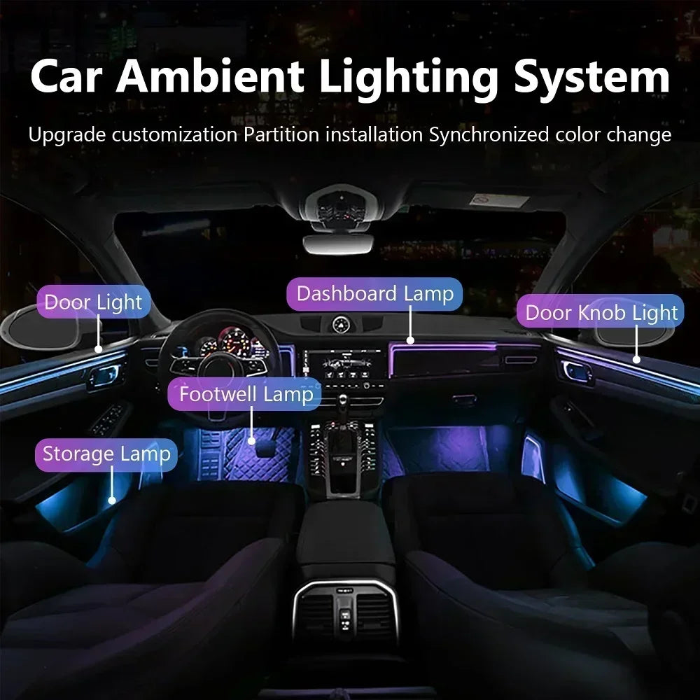 Ambient Light For Car Interior Breathe Dashboard Door Decoration LED Strip Lights Neon App