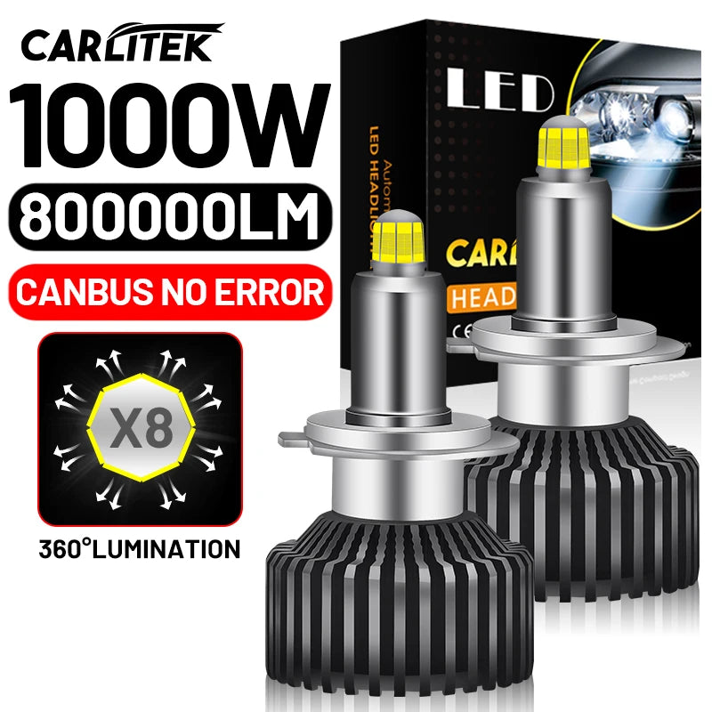 H7 LED CANBUS 360 for Projector Lenses 800000LM 1000W H11 H1 H4 HB3 9005 HB4 9006 Hir2 901