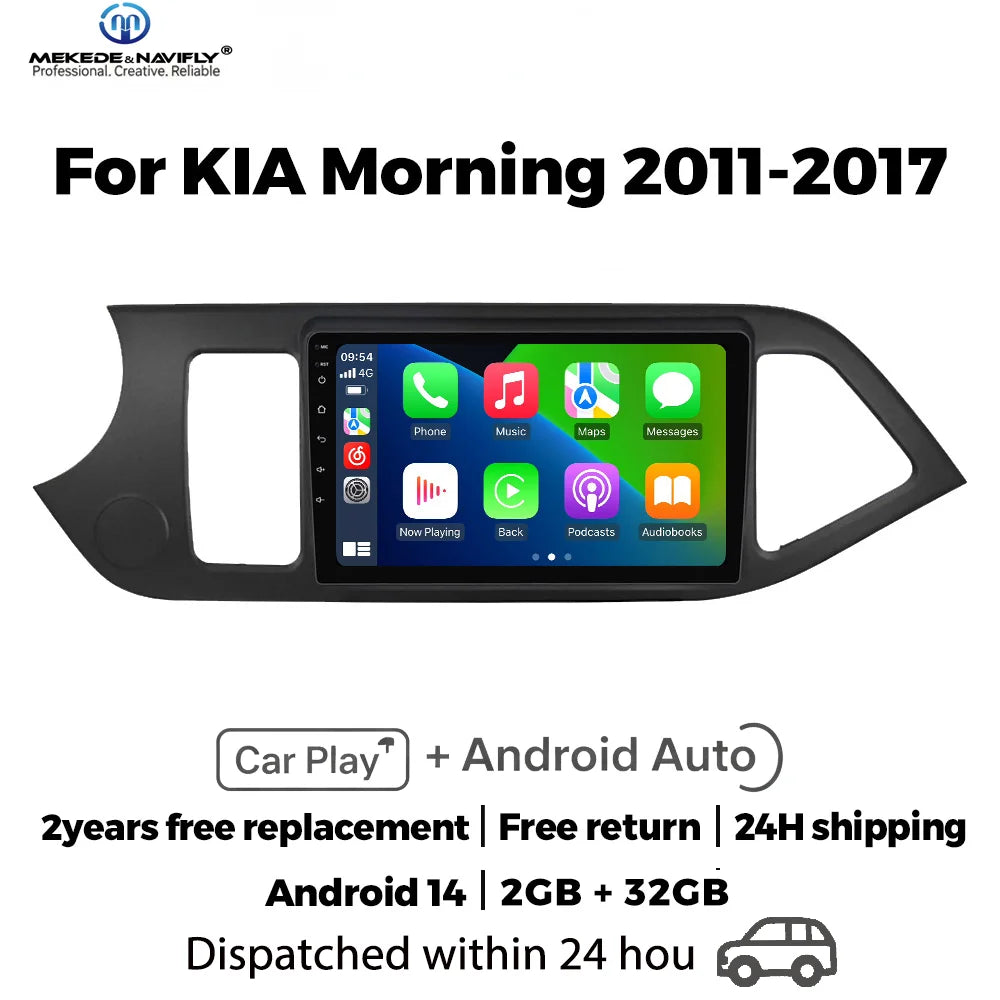 MEKEDE&NAVIFLY Android 14 Intelligent car audio system car radio For KIA Morning Picanto 2