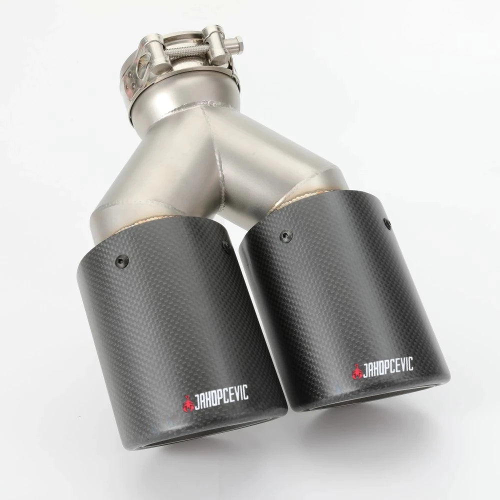 1 Piece Car Carbon Fiber Matte Muffler Tip Y Shape Double Exit Exhaust Pipe Mufflers Nozzle Deco - Automotive LED Light
