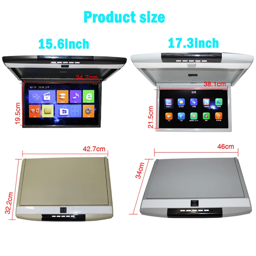 15.6 Inch/17.3 Inch Roof Ceiling Monitor Android 12 Special Multimedia Video Player IPS To