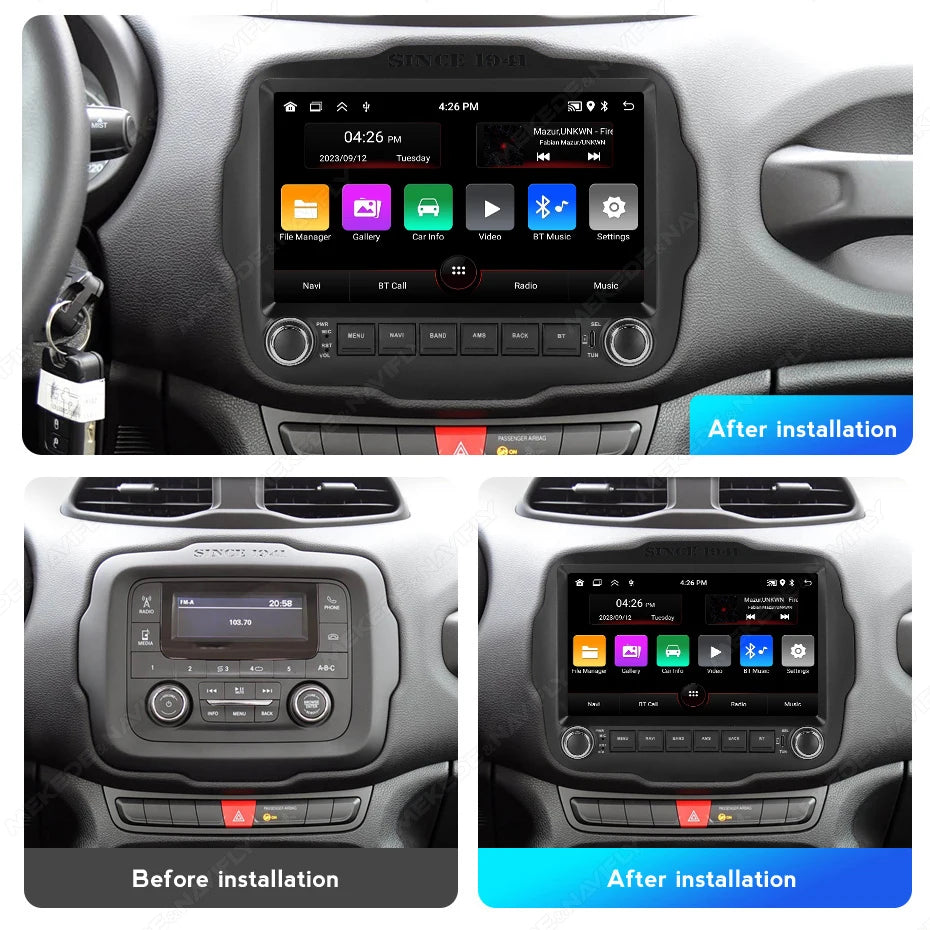 MEKEDE&NAVIFLY Intelligent Car audio system 64G Car Radio For Jeep Renegade 2014-2018 Wire