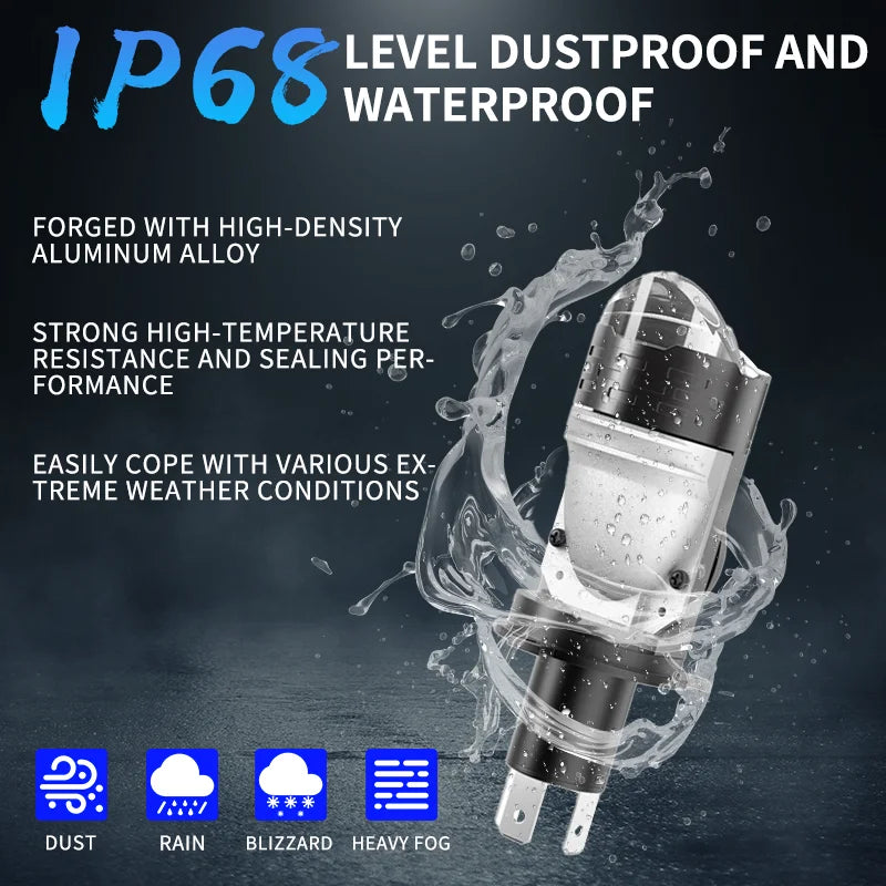 1/2PCS Projector H4 Lens LED Car Headlight Bulbs High/Low Beam High Power 300W High/Low Be