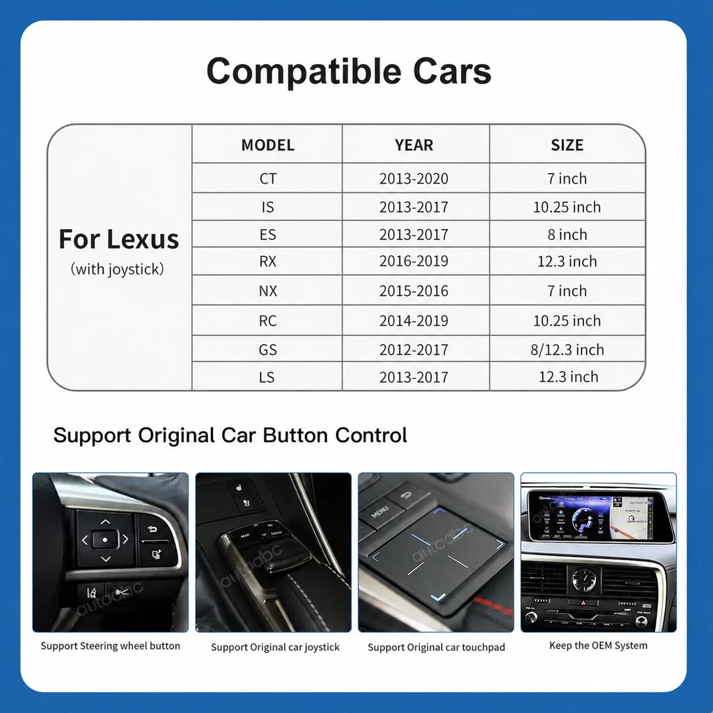 Wireless CarPlay Decoder for Lexus with Joystick NX RX IS ES GS RC CT LS LX LC UX 2014-202 | AUTOKITSHOP