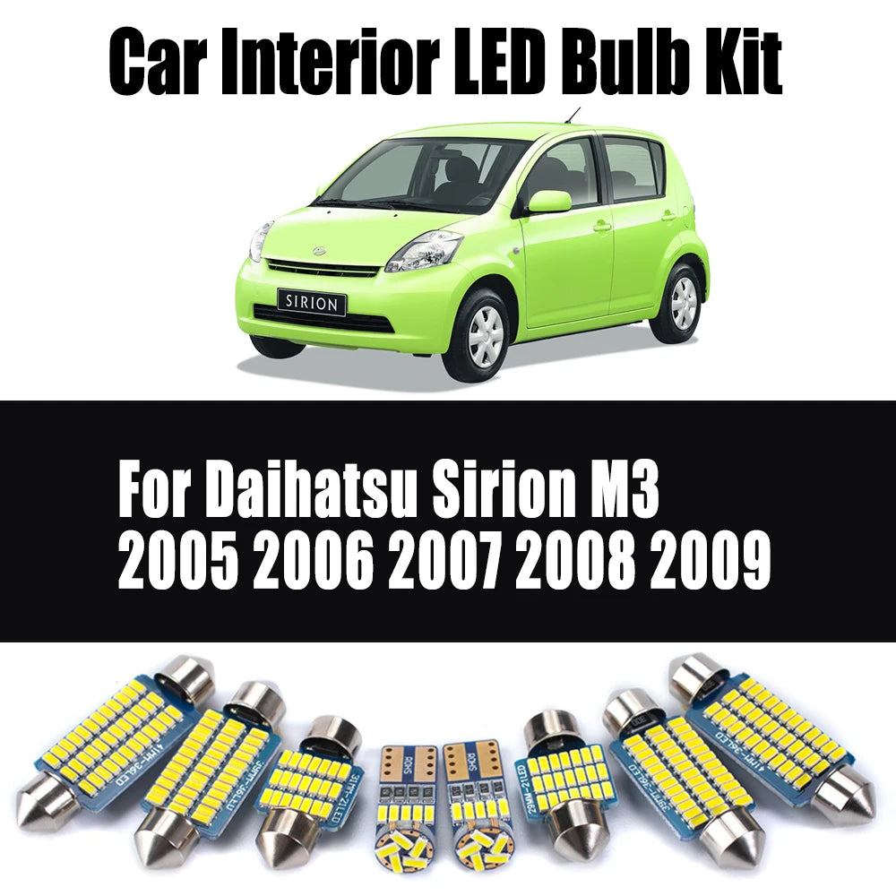 8-Piece LED Interior Light Kit for Daihatsu Sirion M3 - Canbus Error-Free Bulbs | AUTOKITSHOP