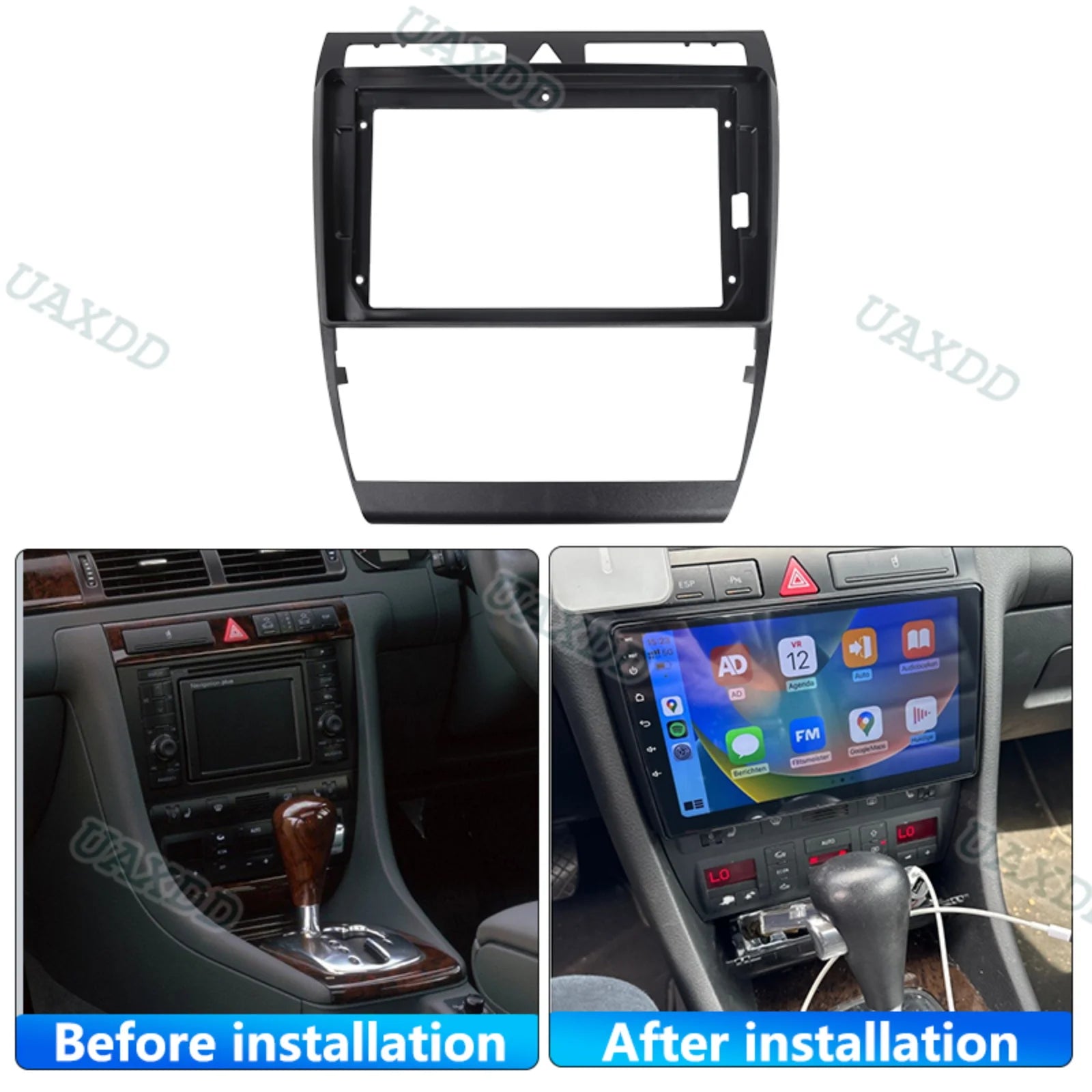 For 2004 AUDI A6 9INCH 2 Din Car stereo radio CD Android frame panel fascia cable video ha