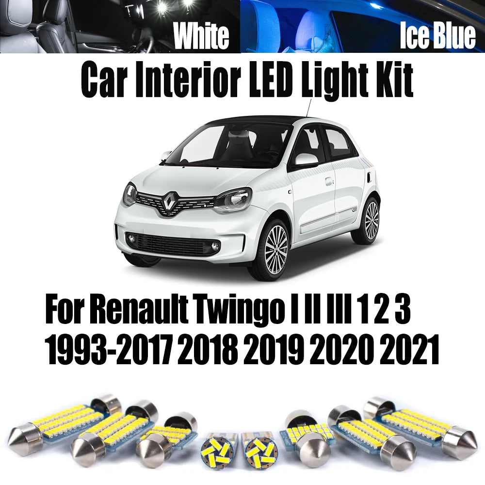 LED Interior Light Kit for Renault Twingo I II III 1 2 3 1993-2017 - Canbus Dome Map Door Trunk Bulbs | AUTOKITSHOP