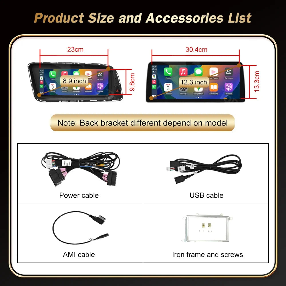 12.3' RoadTop Wireless CarPlay Multimedia Linux Screen Android Auto For Audi Q5 2009-2017