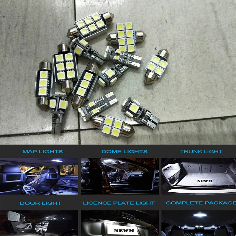 12-Piece LED Interior Light Kit - Canbus Error-Free Interior Bulbs