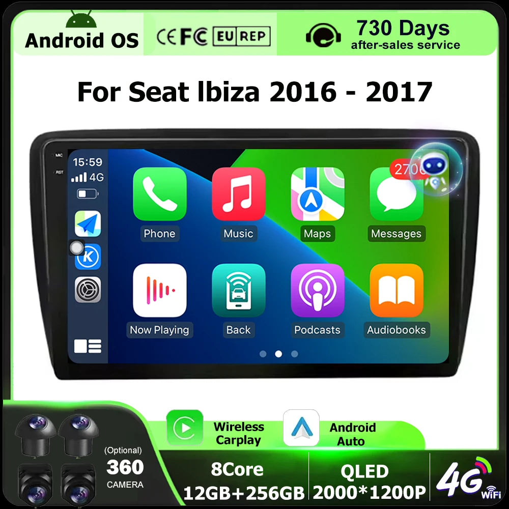 Wireless Carplay For Seat lbiza 2016 - 2017 Android 16 Auto Car Radio Multimedia Video Pla