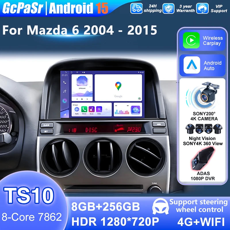 Stereo Radio CarPlay For Mazda 6 2004 2005 2006 2007 2008 - 2015 Android Car Radio Multime