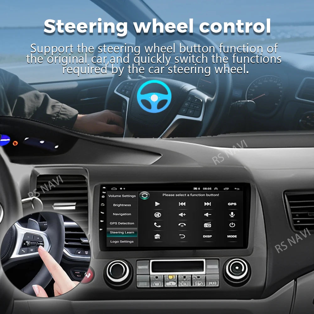 Android 16 For Honda Civic 8th 2005-2011 2K QLED Android Car Radio Multimedia Video Player