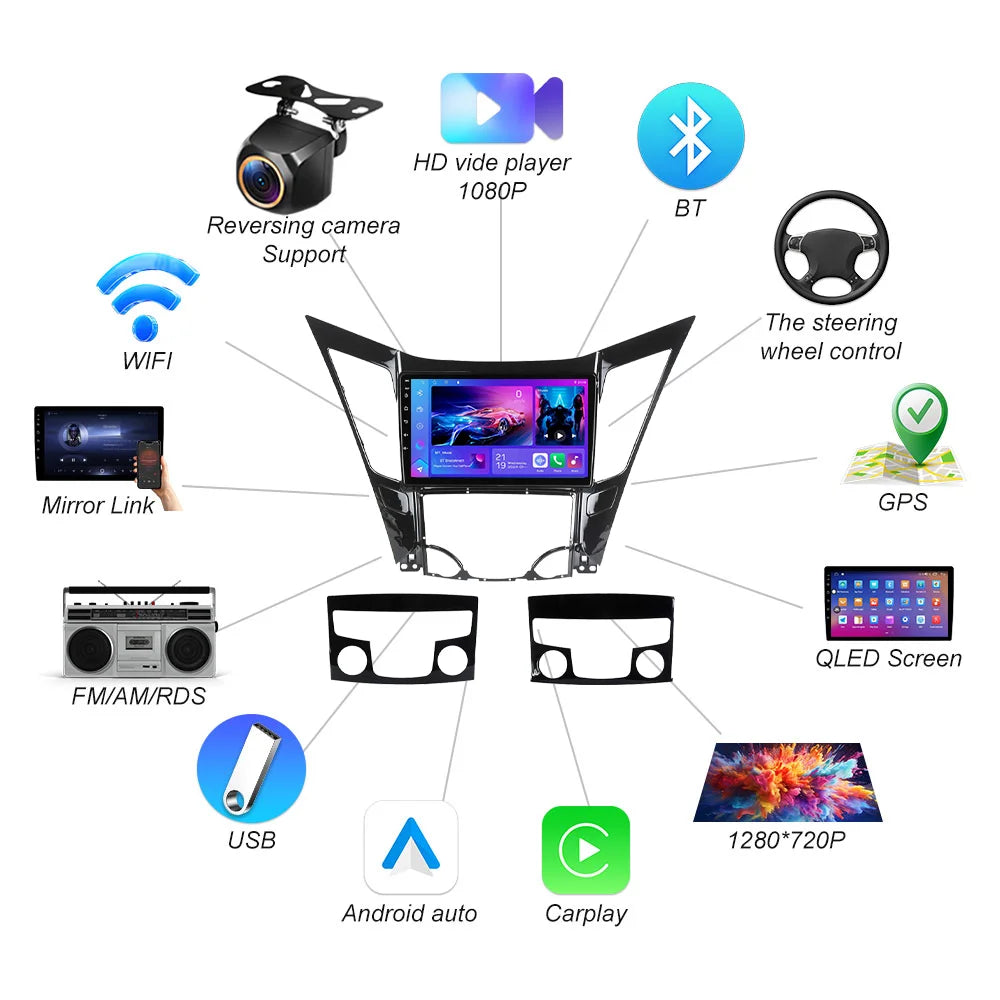 Android 16 For Hyundai Sonata 6 Yf 2009-2014 Carplay Auto Radio Stereo Head Unit Multimedi | AUTOKITSHOP