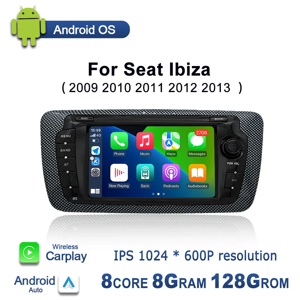 Intelligent Android OS For Seat Ibiza 2009 2010 2011 2012 2013 Car Radio Multimedia Displa